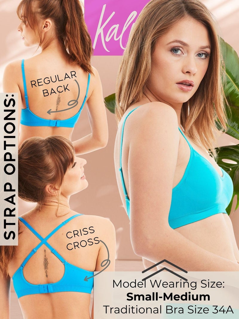 Kalon Womenâ€™s 4 Pack Demi Padded Bralette Wireless Comfortable Bra (M/L, Jewels) - Image 3